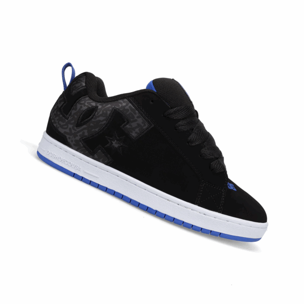 tenis negros azul court graffik hombre dc shoes original - Imagen 2