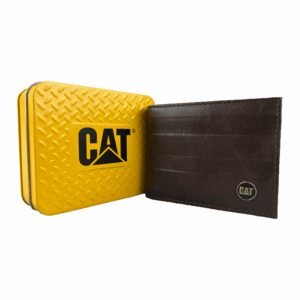Cartera Para Hombre Billetera CAT Café Obscuro Sintetico