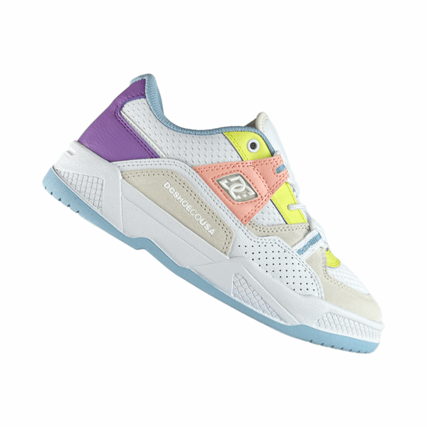Tenis Para Mujer Blanco Rosa Amarillo Dc Shoes Construct - Imagen 2