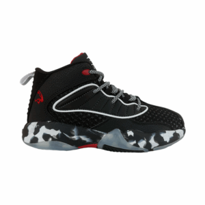 TENIS NEGROS BLANCOS ROJOS NIÑOS SHAQ SPEED DEMON MID BASQUETBALL