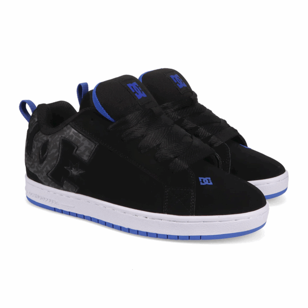 tenis negros azul court graffik hombre dc shoes original - Imagen 3