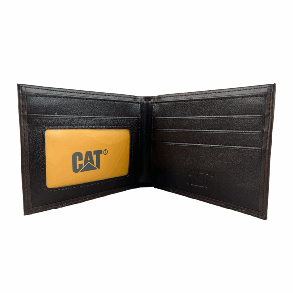 Cartera Para Hombre Billetera CAT Café Obscuro Sintetico - Imagen 4