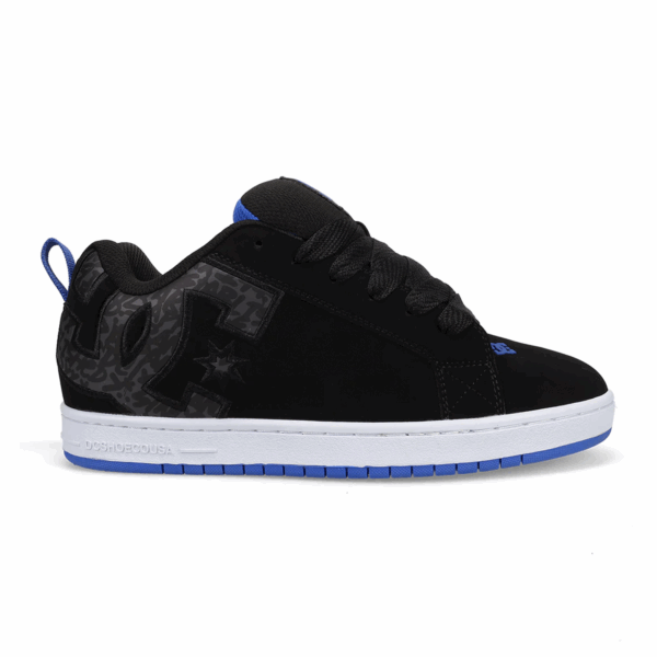 tenis negros azul court graffik hombre dc shoes original