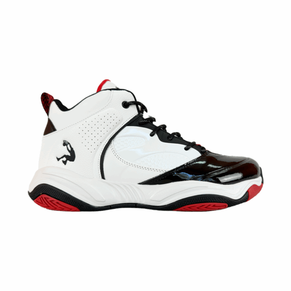 TENIS BLANCOS NEGROS ROJOS NIÑO SHAQ BOTA BASQUETBALL
