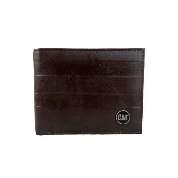 Cartera Para Hombre Billetera CAT Café Obscuro Sintetico - Imagen 2