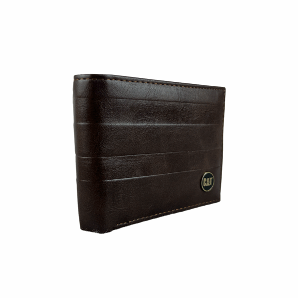 Cartera Para Hombre Billetera CAT Café Obscuro Sintetico - Imagen 5