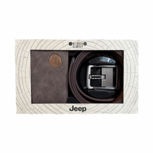 Cartera Cinturon Para Hombre Jeep Kit Cafe Sintetico