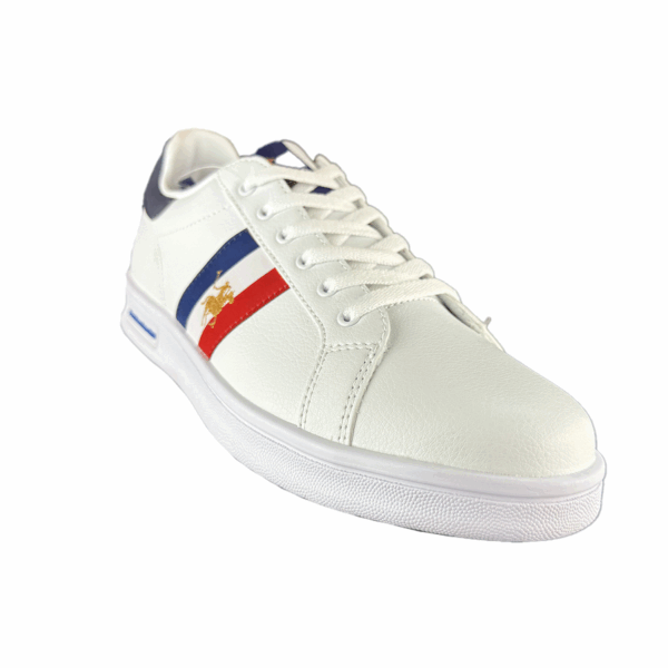 TENIS HOMBRE BLANCOS AZUL ROJO POLO CASUALES - Imagen 3